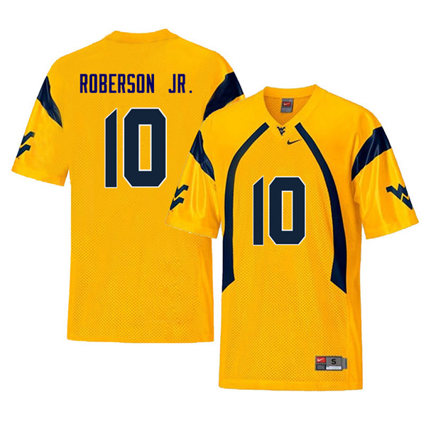 NCAA Men's Reggie Roberson Jr. West Virginia Mountaineers Yellow #10 Nike Stitched Football College Retro Authentic Jersey QA23B50ND
